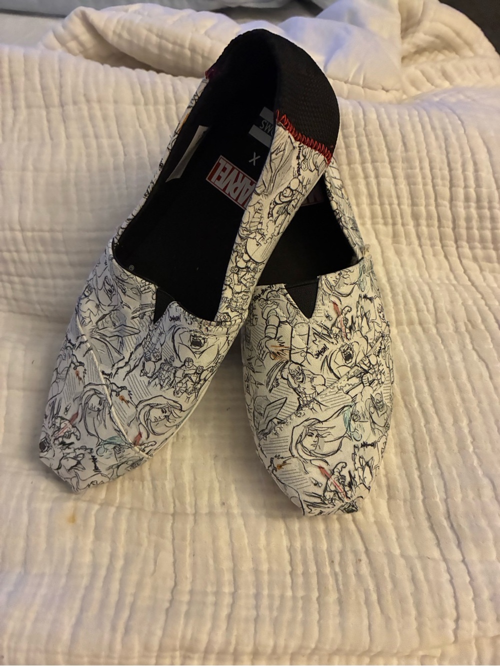 Marvel White Comic-Print Slip-On Shoes